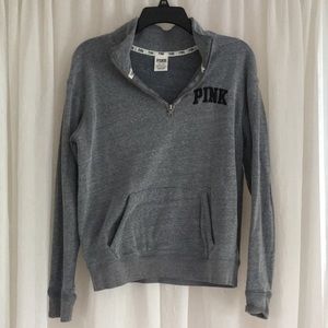 PINK Gray Quarter-Zip Pullover
